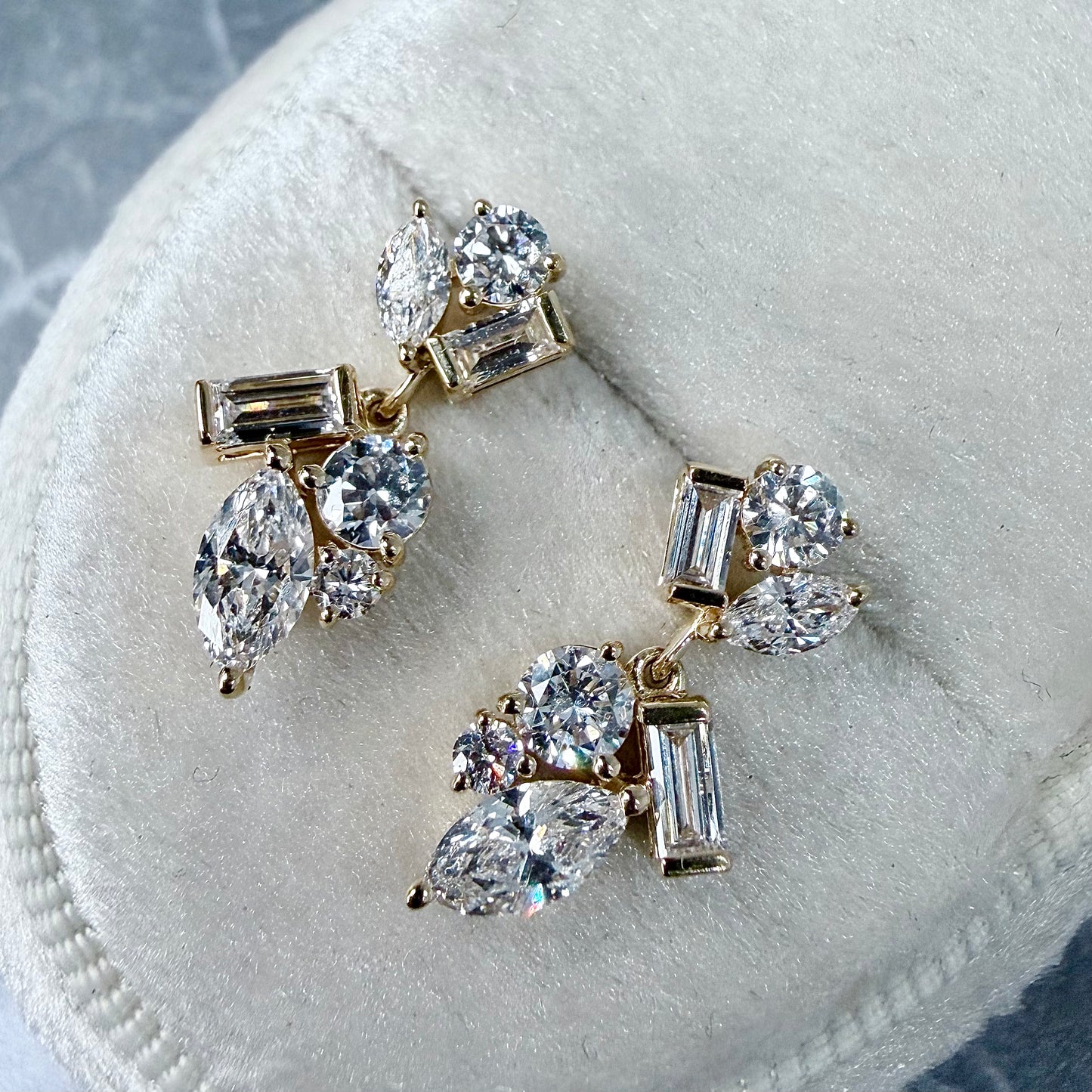 Diamond Cluster Earrings | 14k yellow Gold
