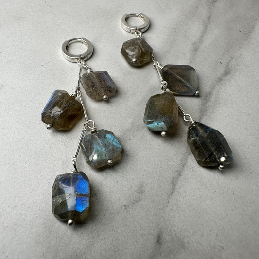 Labradorite Fringe Dangle Earrings | Sterling Silver