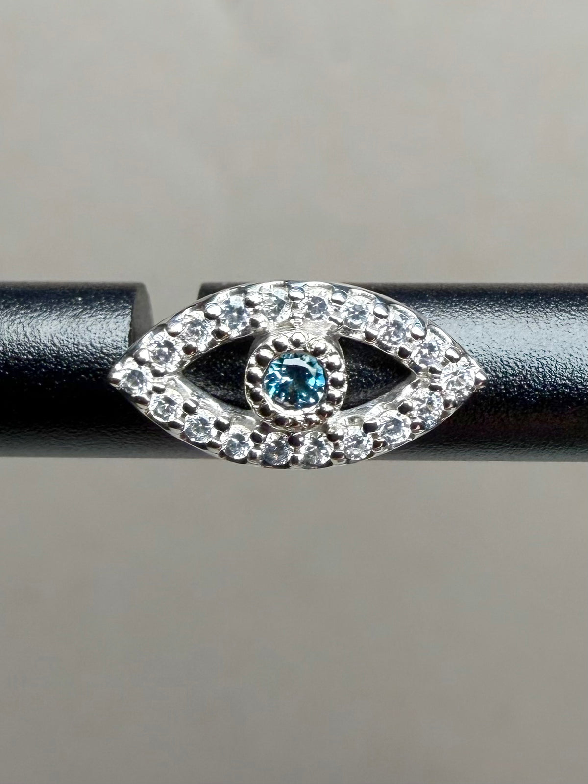 Evil Eye Studs with London Blue Topaz | 14k White Gold
