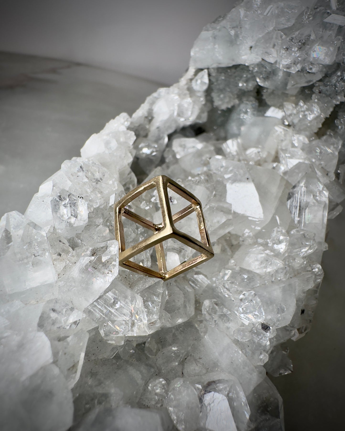 14k Gold Cube Pendant | Medium