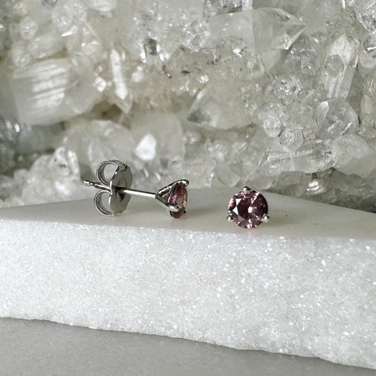 Rose Zircon Stud Earrings | Sterling Silver