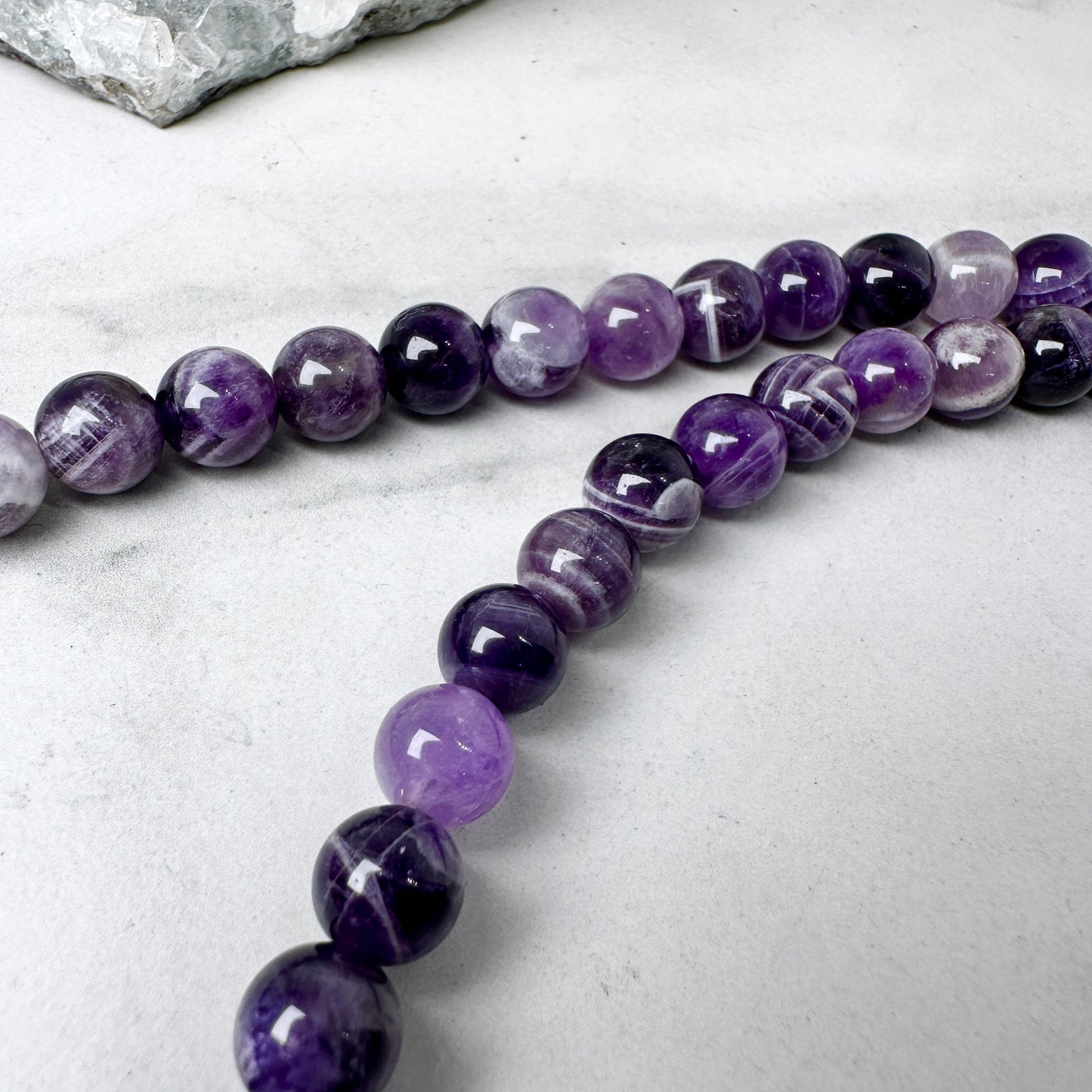 Chevron Amethyst Beaded Necklace | Sterling Silver