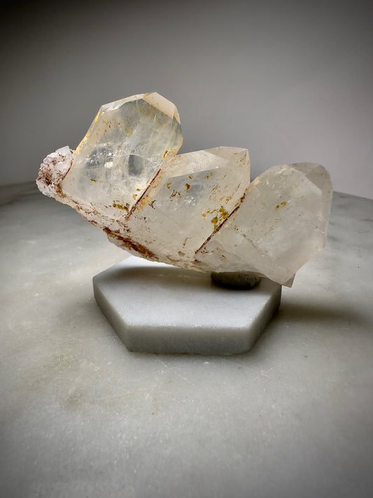 Hematoid Quartz 'Golden Healer' Triple Crystal Tablet