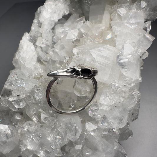 Raven Skull Ring 2mm Band | Sterling Silver