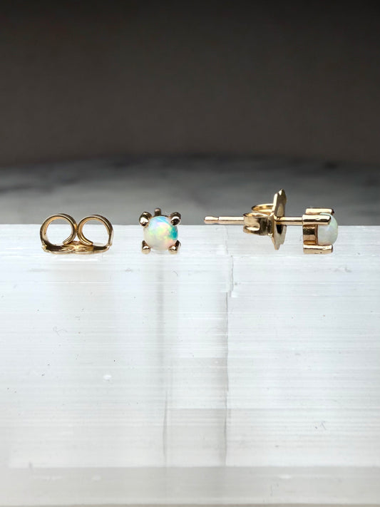 Australian Opal Stud Earrings | 14k Yellow Gold