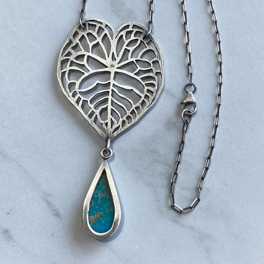 Anthurium Clarinervium Necklace with Turquoise