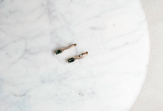Lab Grown Diamond and Sapphire Drop Earrings | 14k Yellow Gold