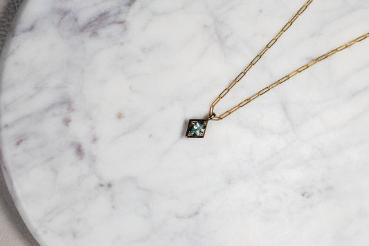 Montana Sapphire Geometric Pendant | 14k Yellow Gold