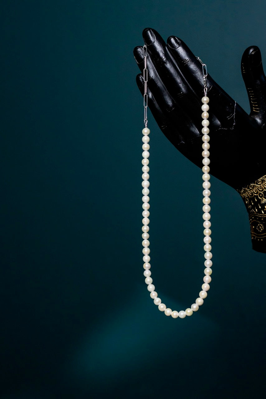White Saltwater Pearl Necklace | Sterling Silver