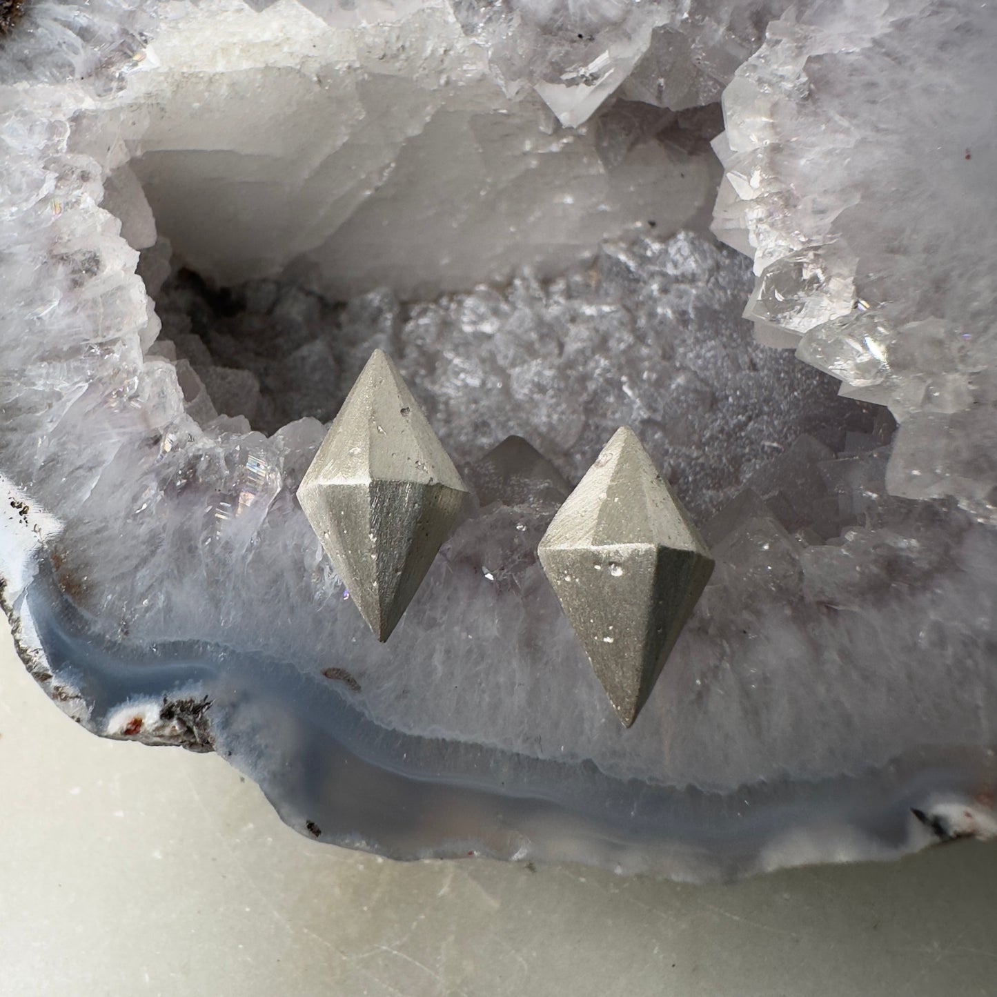 Diamond Shaped Geometric Stud Earrings | Sterling Silver