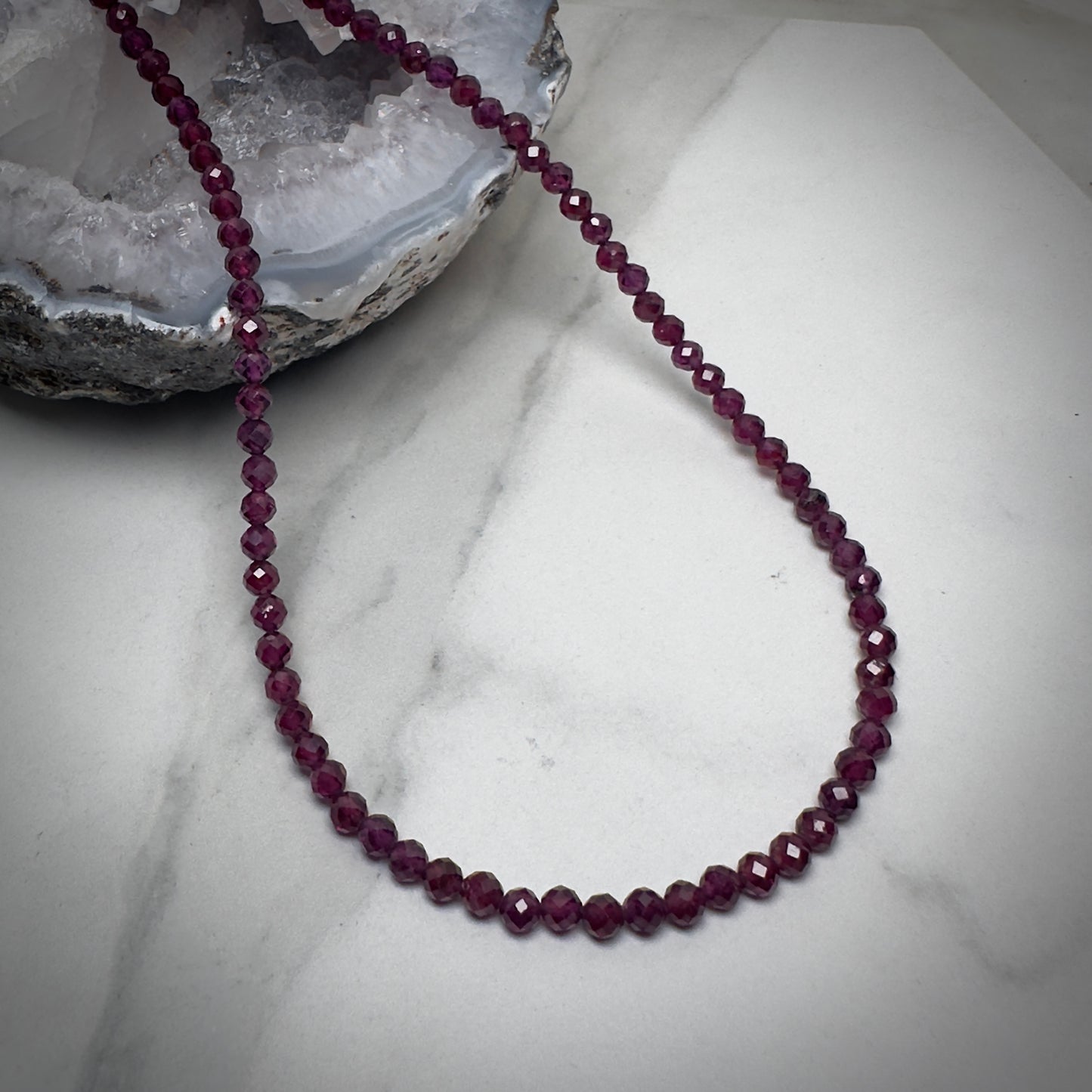 Purple Garnet Beaded Necklace