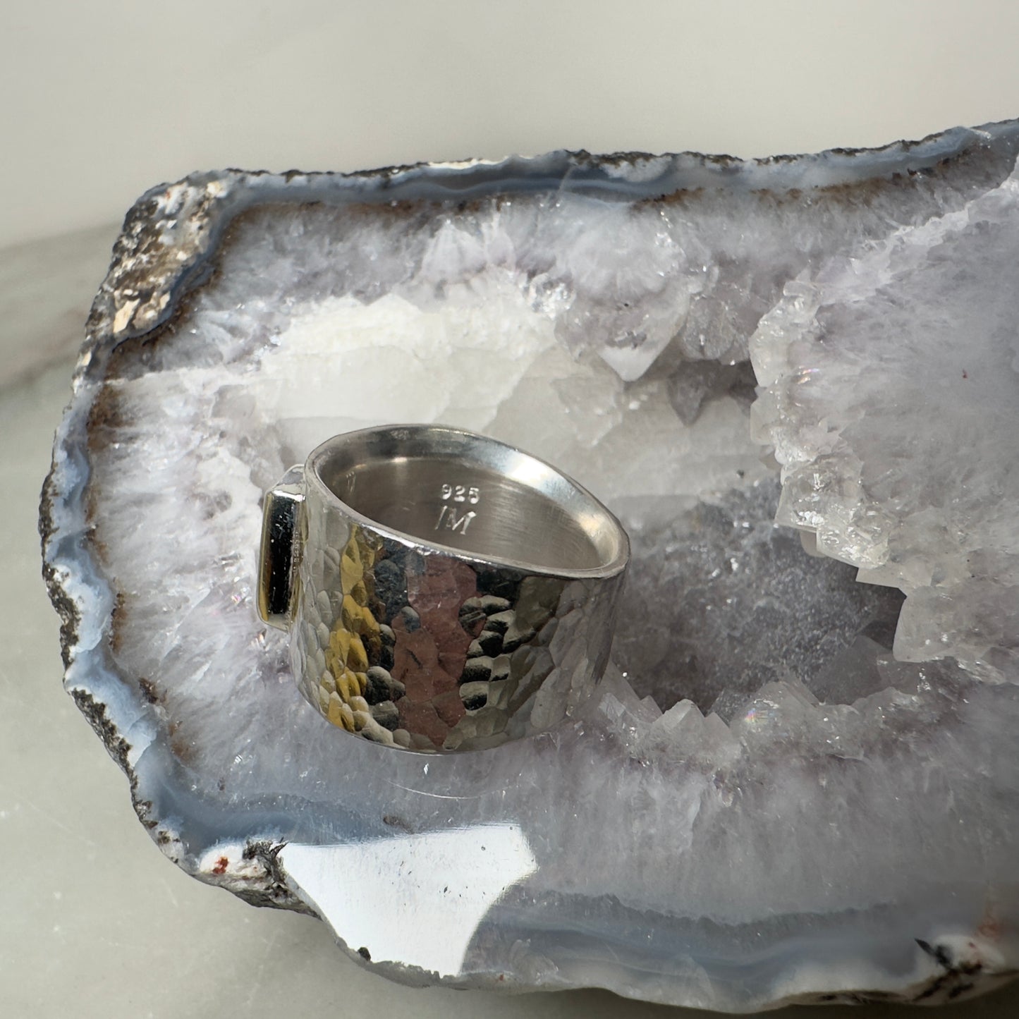 Watermelon Tourmaline Wide Band Ring
