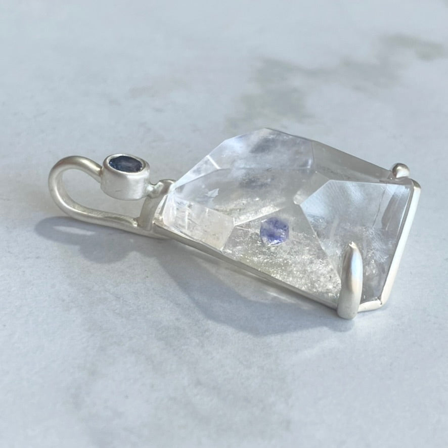 Fluorite Included Quartz Geo Pendant