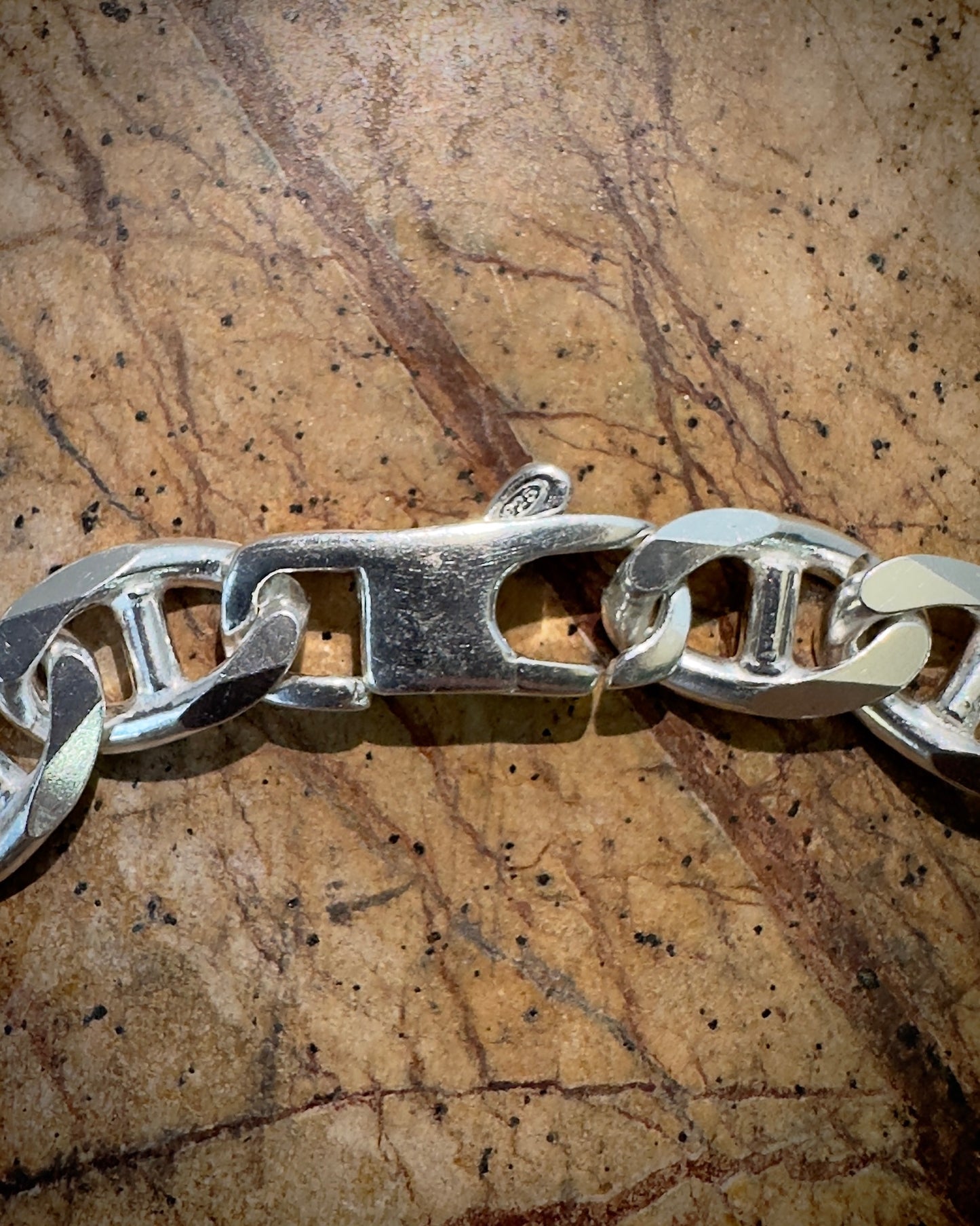 Diamond Cut Anchor Chain Bracelet | Sterling Silver