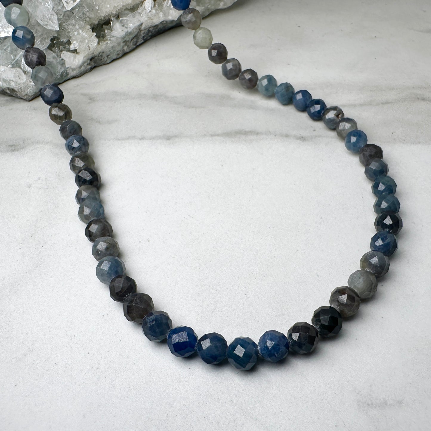 Sapphire Beaded Necklace | Sterling Silver