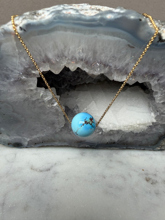 Golden Hills Turquoise Floater Necklace | 14k Yellow Gold