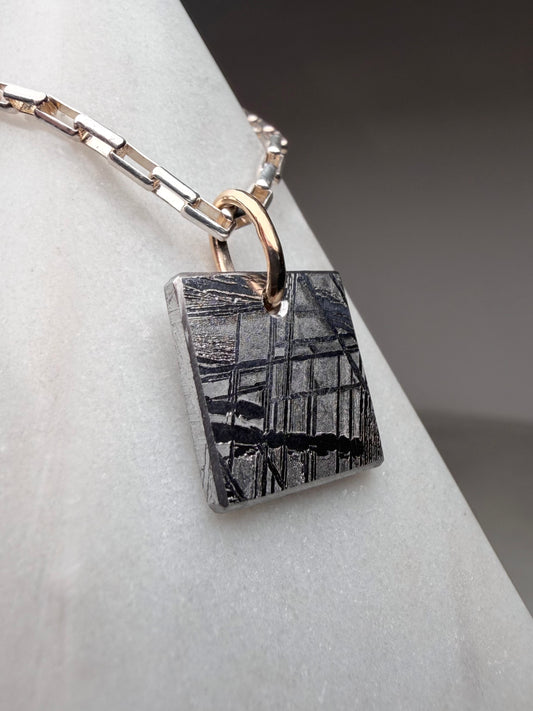 Meteorite Charm Pendant | 14k Yellow Gold