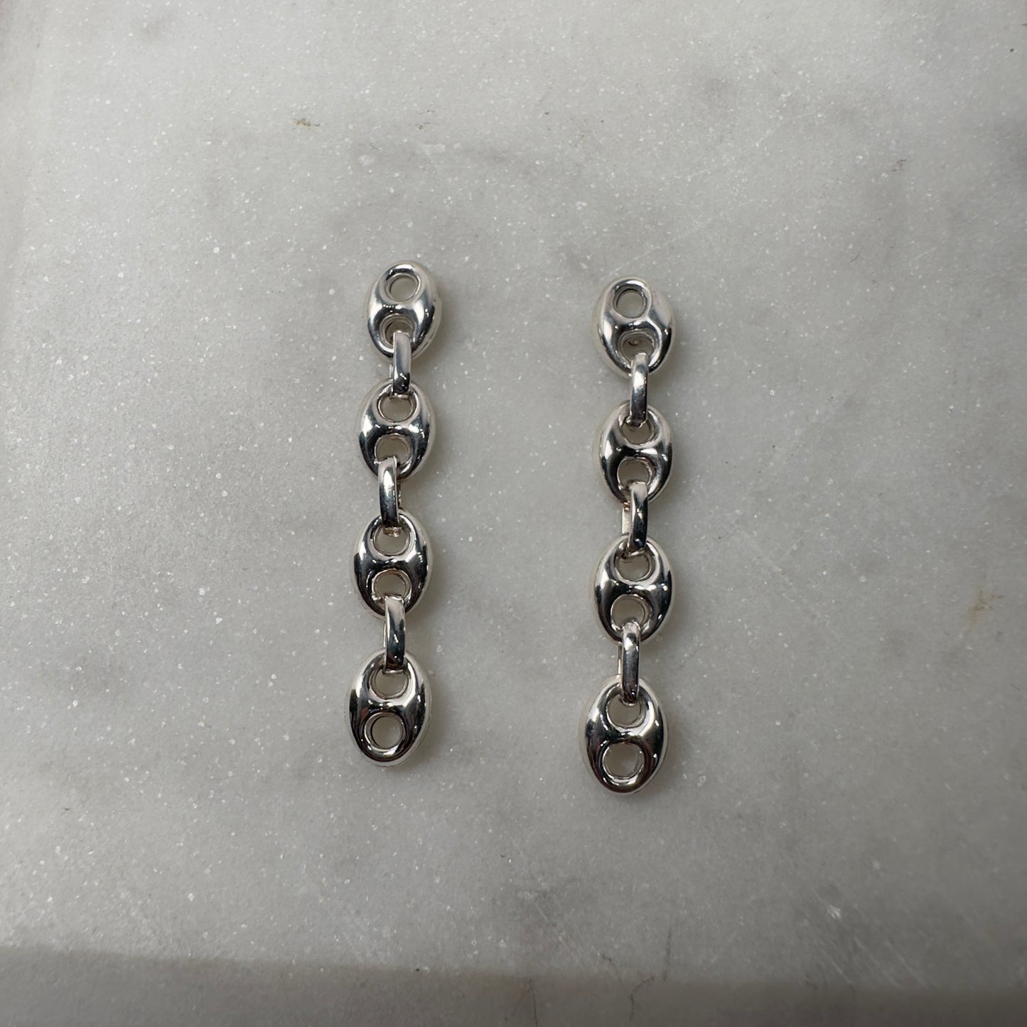 Puffed Anchor Chain Earrings | Sterling Silver