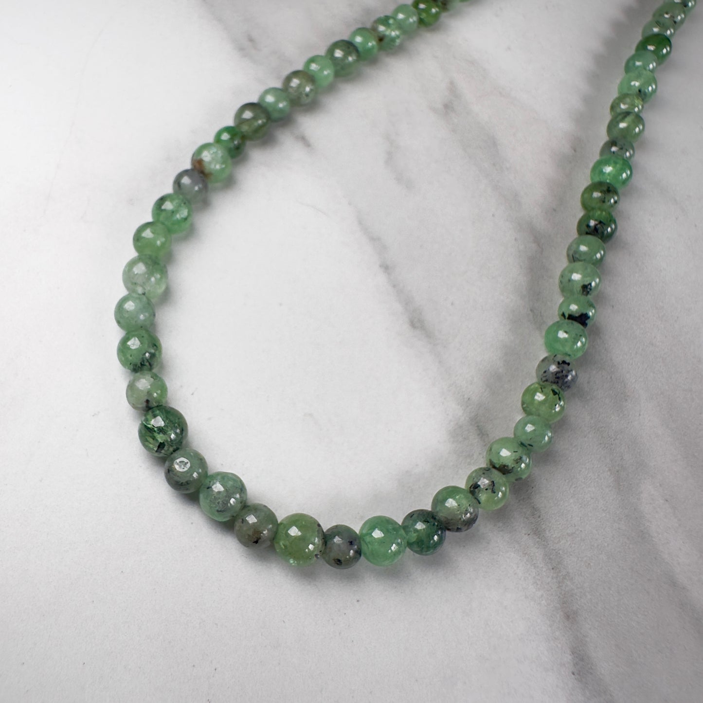 Tsavorite Garnet Beaded Necklace | Sterling Silver Paperclip Chain