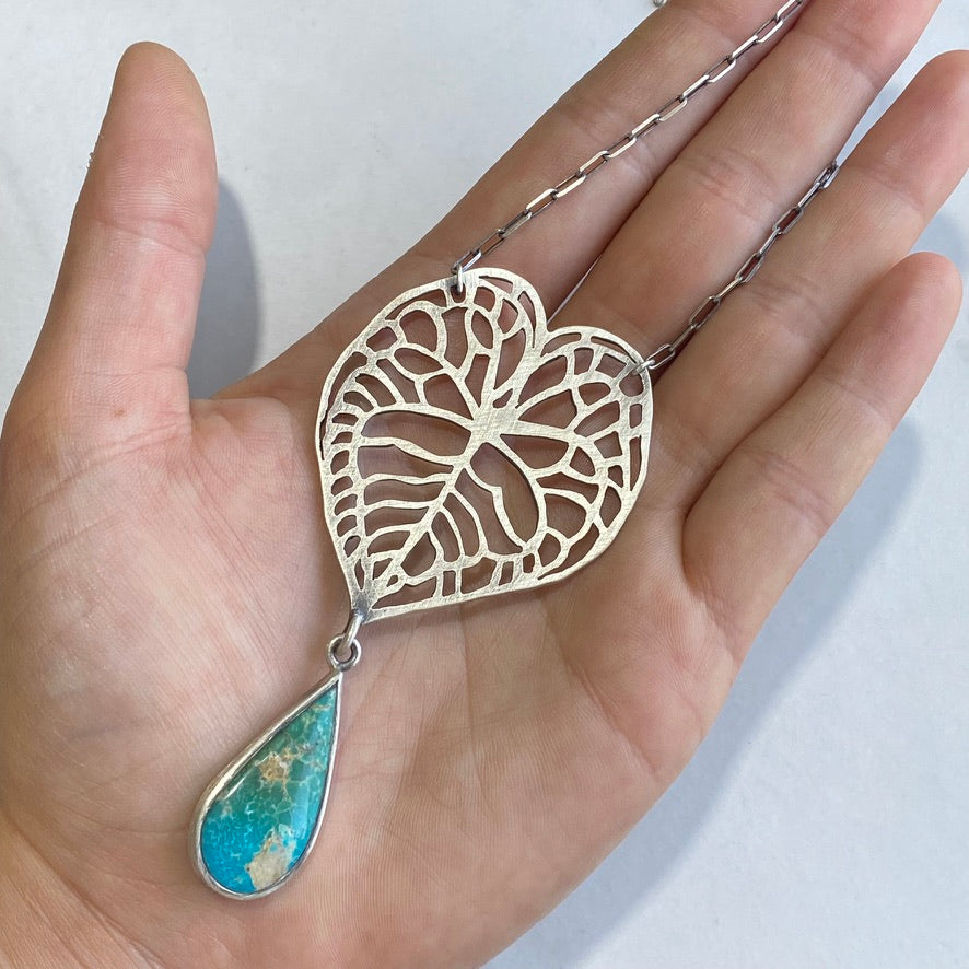 Anthurium Clarinervium Necklace with Turquoise