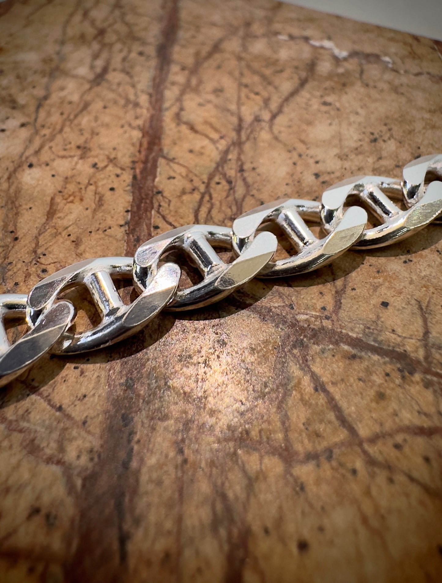 Diamond Cut Anchor Chain Bracelet | Sterling Silver