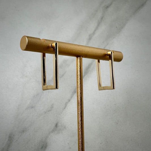 Geometric Rectangle Hoops | 14k Yellow Gold
