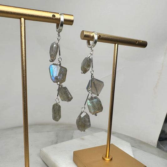 Labradorite Fringe Dangle Earrings | Sterling Silver