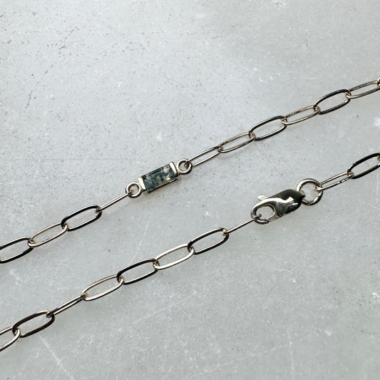 Moss Agate Paperclip Bracelet | 14k Yellow Gold