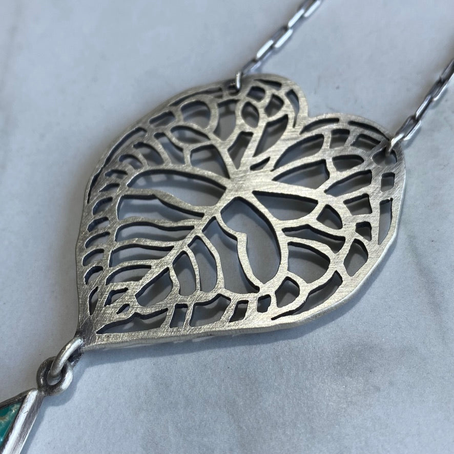 Anthurium Clarinervium Necklace with Turquoise
