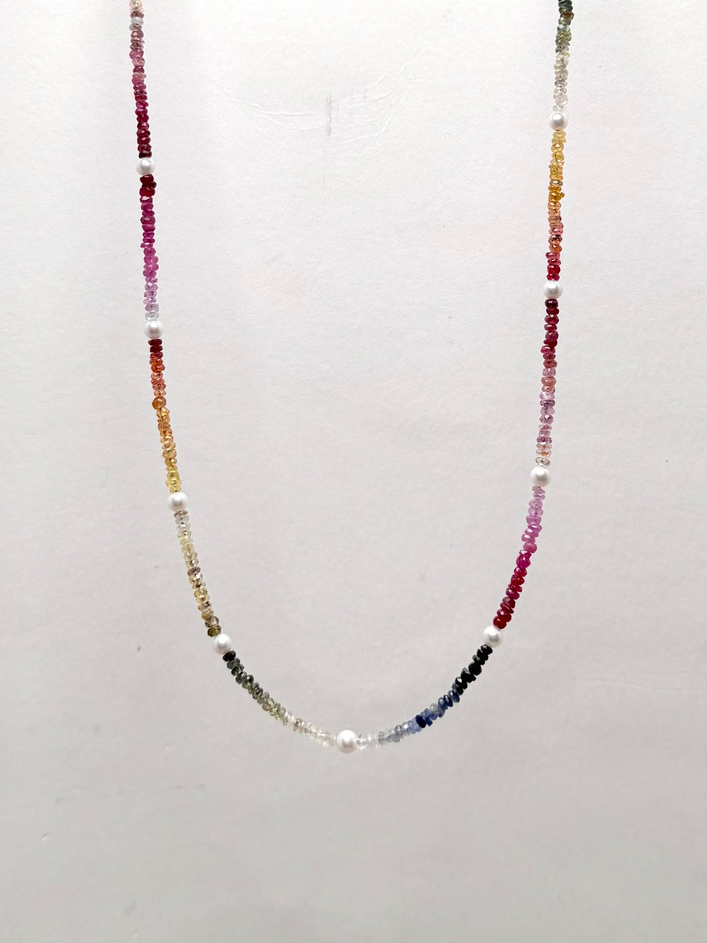 Rainbow Sapphire & Pearl Necklace | Sterling Silver