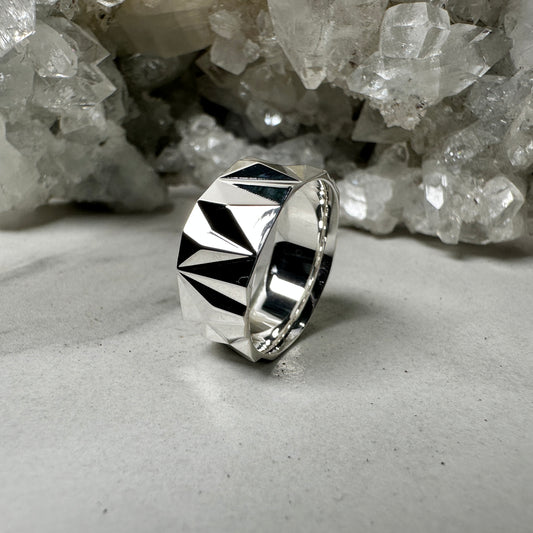 Geometric Flat Band | Sterling Silver