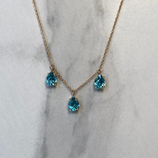 Zircon Trio Necklace | 14k Yellow Gold
