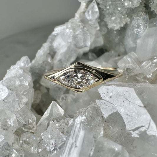 Marquise Diamond Ring | 14k Yellow Gold