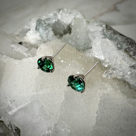 Teal Tourmaline Studs | 14k White Gold