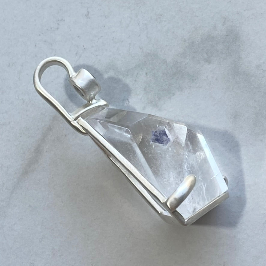 Fluorite Included Quartz Geo Pendant