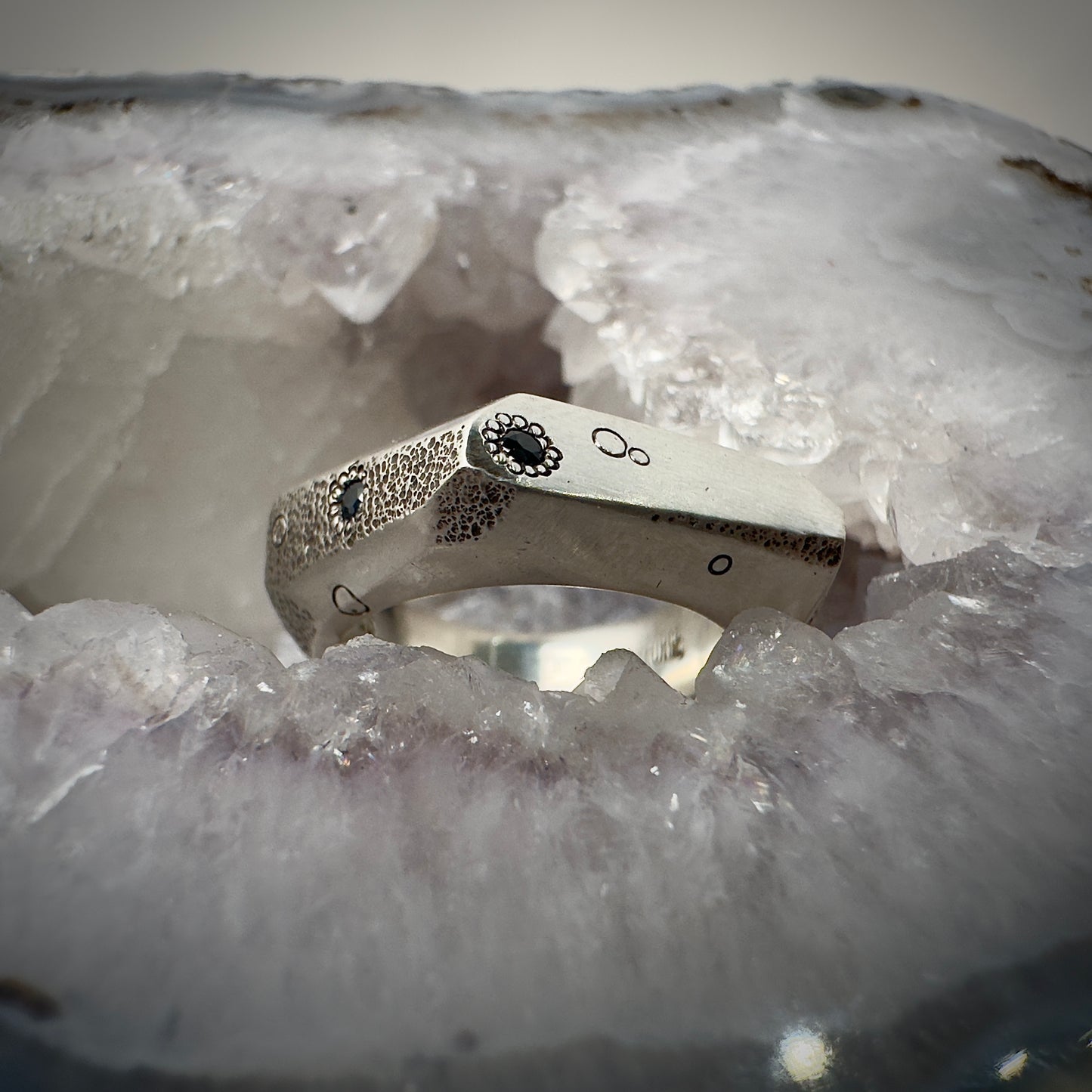 Sculptural Sapphire Ring | Sterling Silver