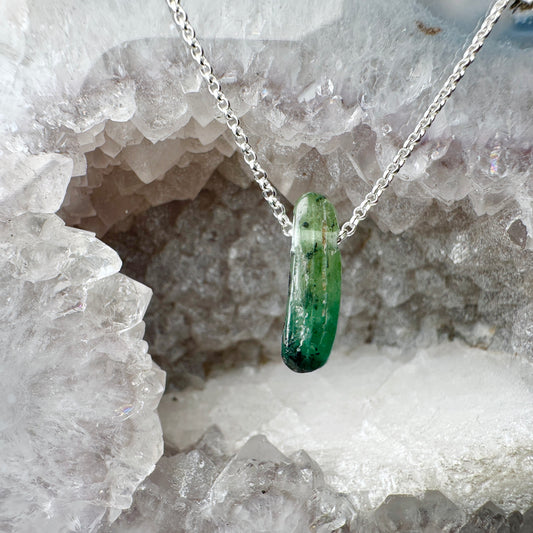 Green Kyanite Floating Necklace | Sterling Silver