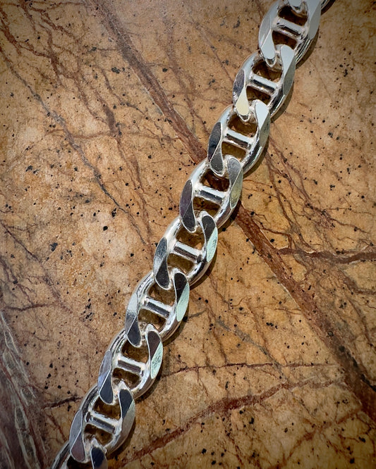 Diamond Cut Anchor Chain Bracelet | Sterling Silver