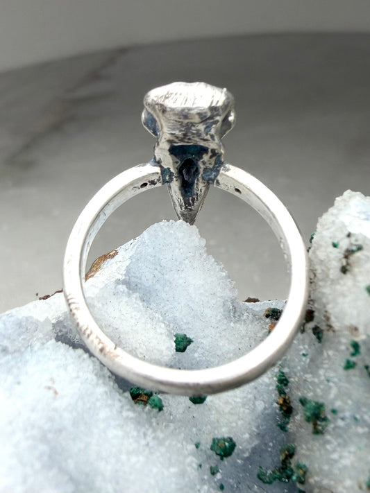 Raven Skull Ring with Black Spinel | Sterling Silver