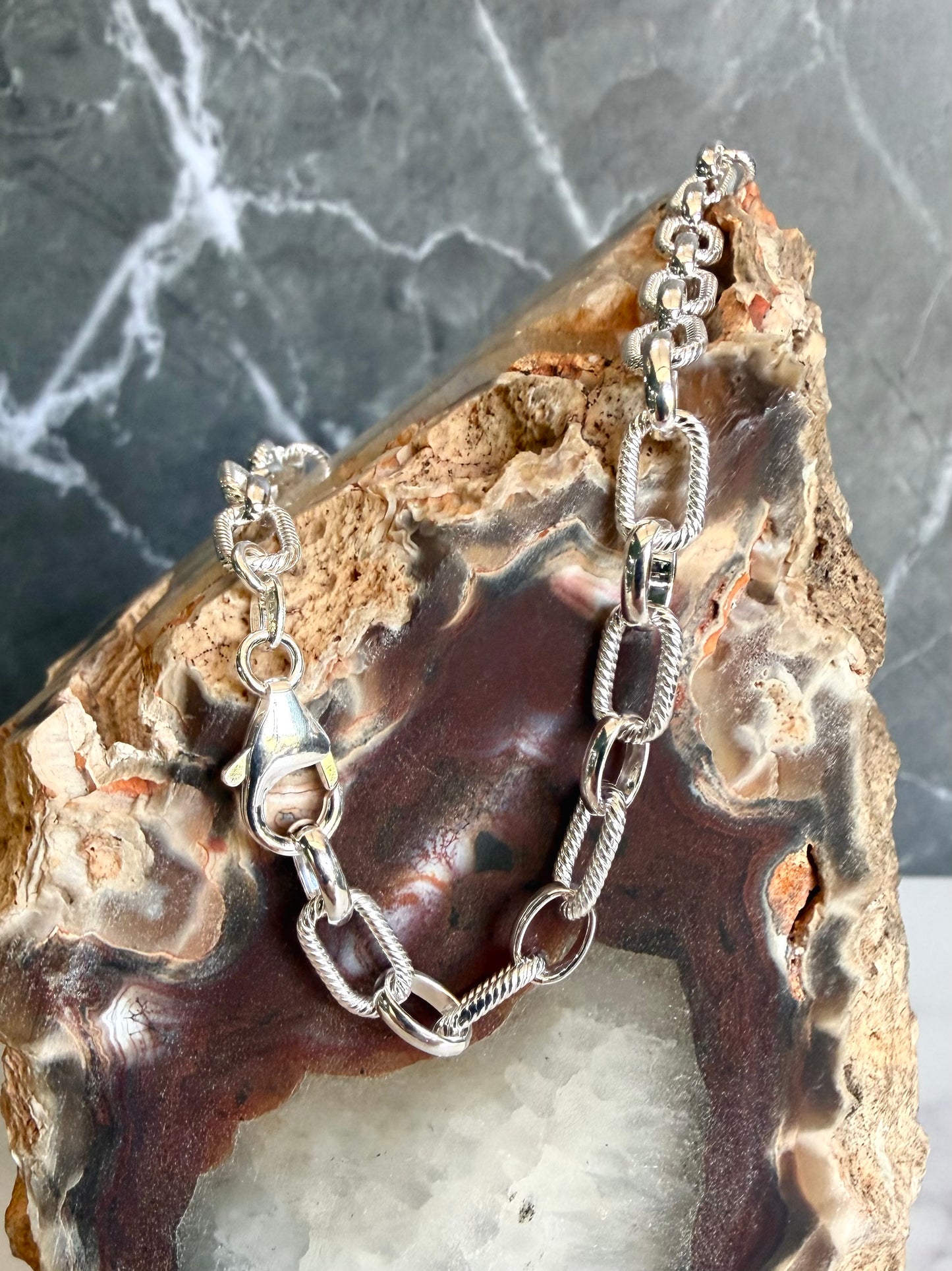 Twisted Link Long & Short Chain | 6mm Wide | Sterling Silver