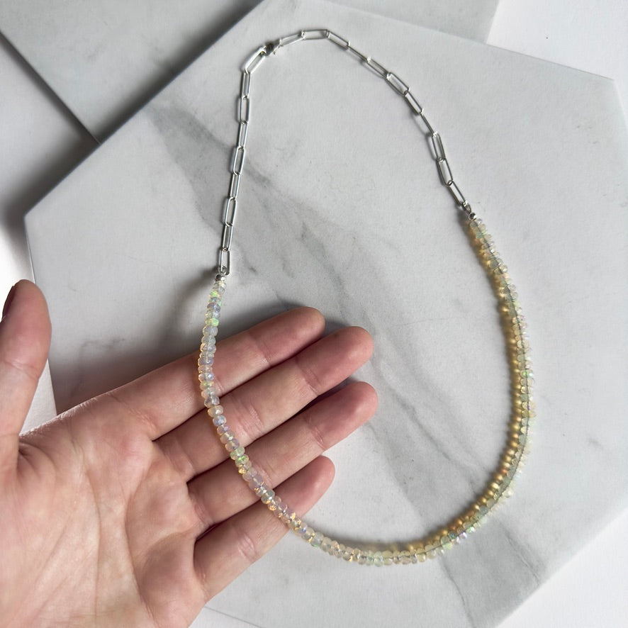 Faceted Ethiopian Opal Necklace