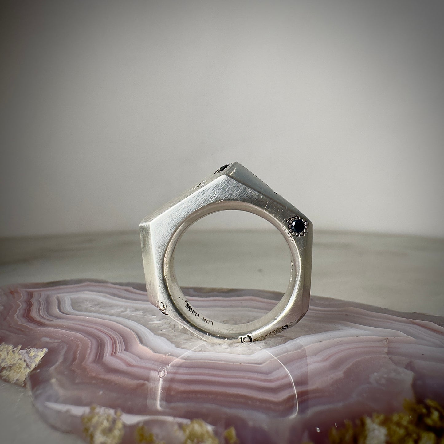 Sculptural Sapphire Ring | Sterling Silver