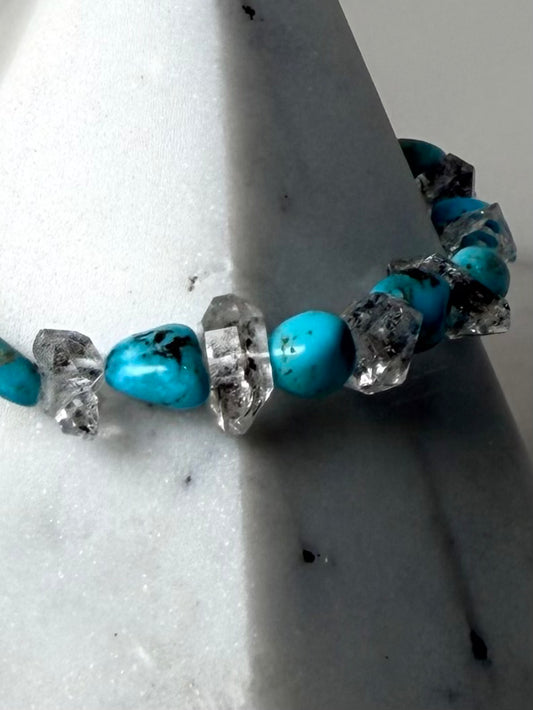 Turquoise & Quartz Crystal Bracelet | Sterling Silver