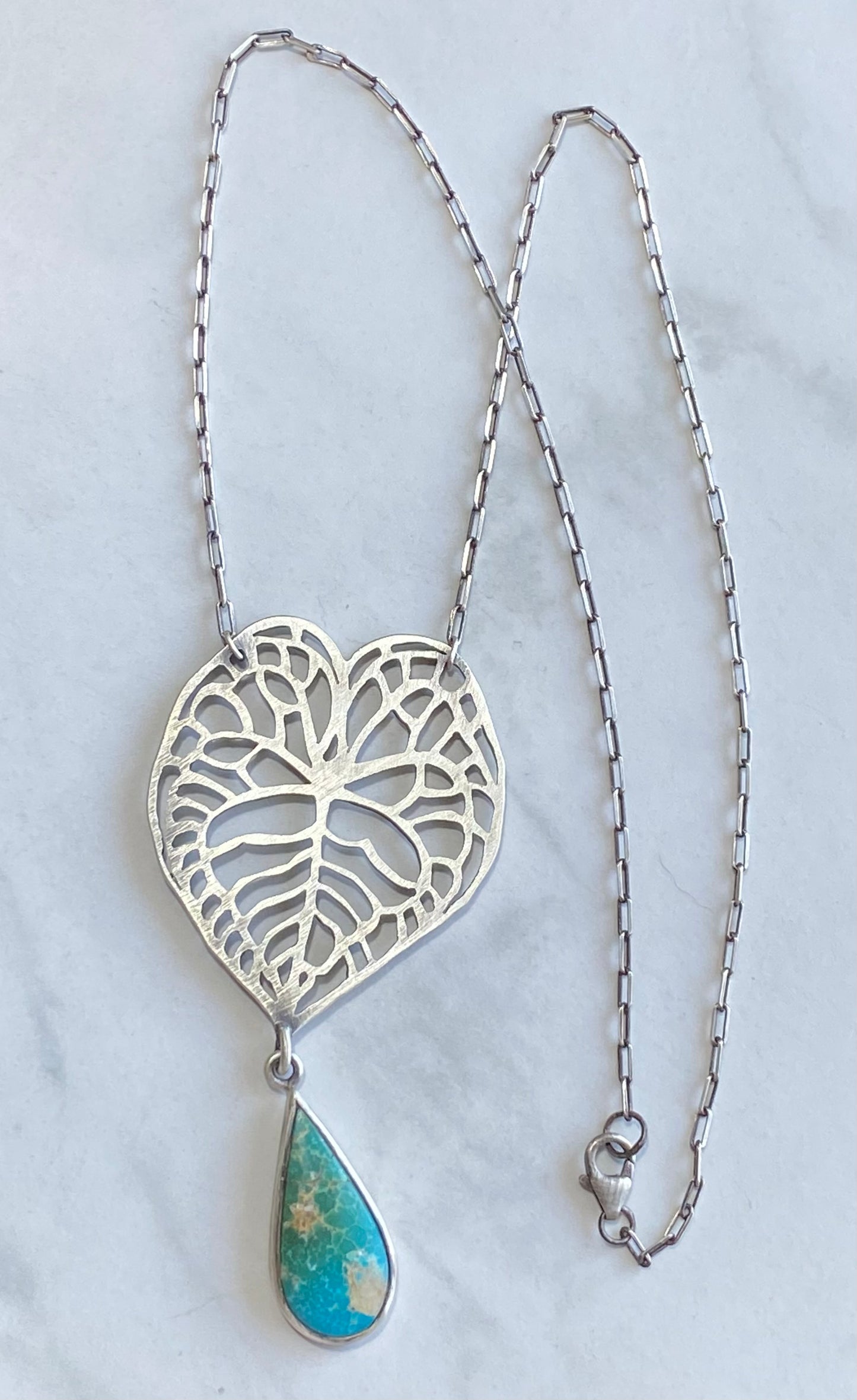 Anthurium Clarinervium Necklace with Turquoise