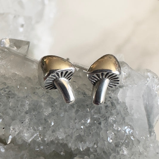 Mushroom Stud Earrings | Sterling Silver