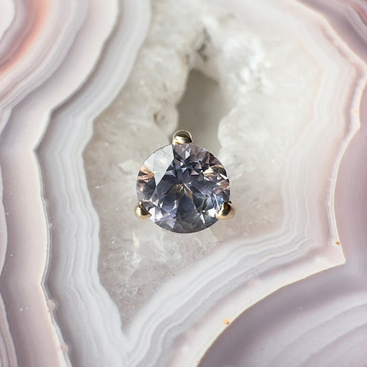 Lilac Spinel Single Stud Earring | 14K Yellow Gold