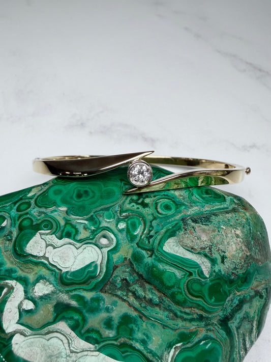 Diamond Bypass Bangle | 14k Yellow Gold | LUX FORGE Legacy Collection