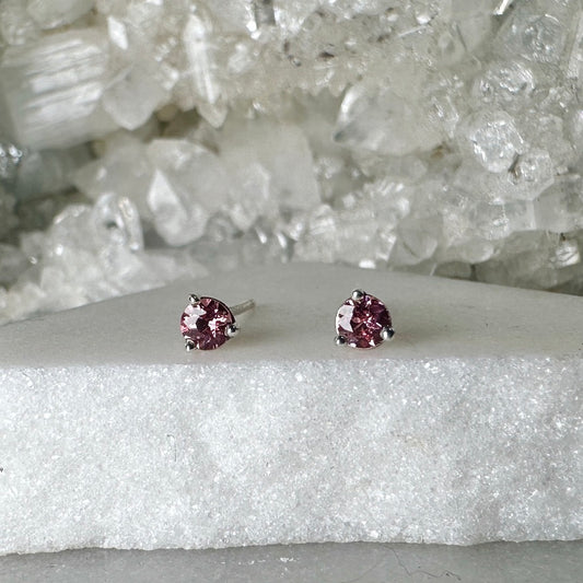 Coral Pink Spinel Stud Earrings | Sterling Silver