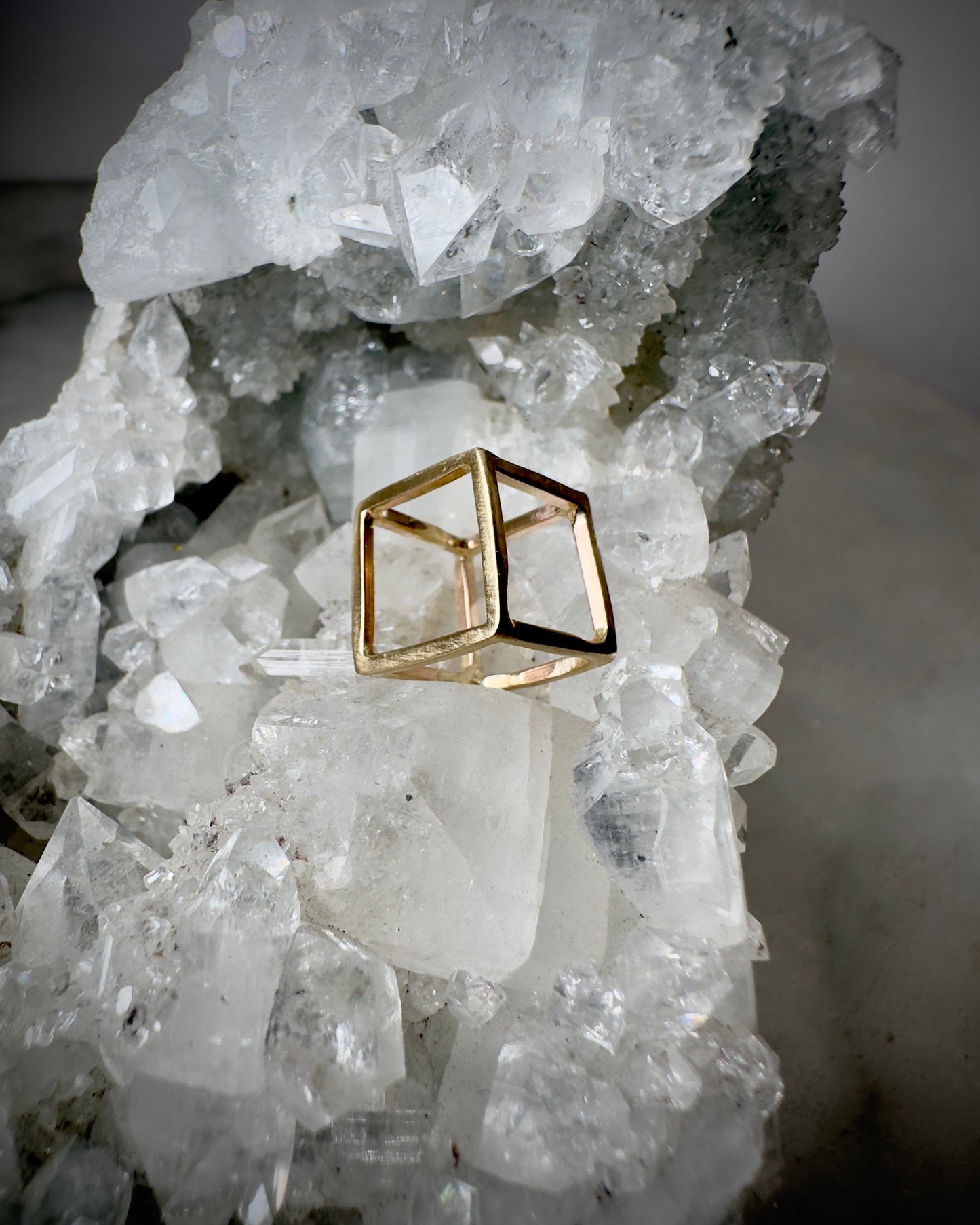 14k Gold Cube Pendant | Medium