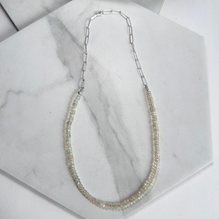 Faceted Ethiopian Opal Necklace